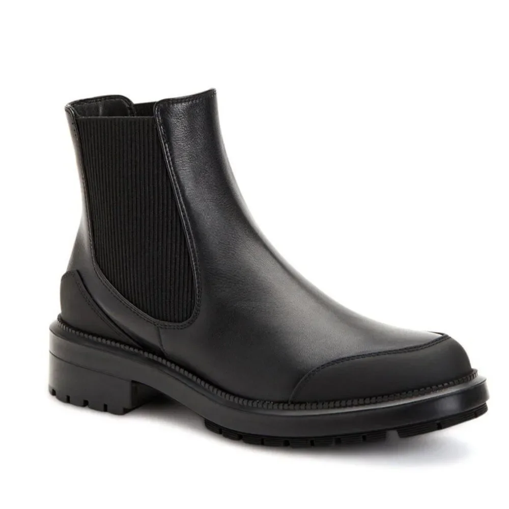 Aquatalia Leila Calf Leather Lug Sole Chelsea Boots Waterproof Women 9 Italian